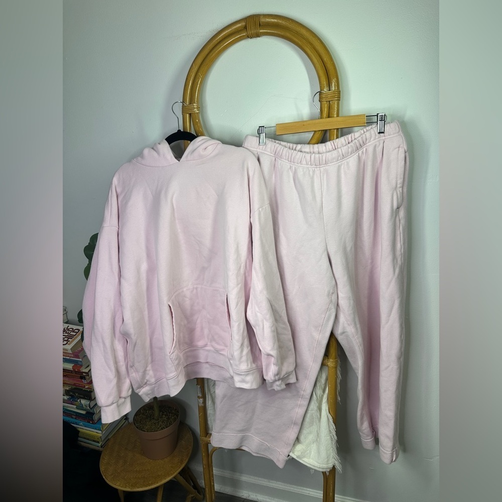 Skims Light Pink Wide Leg Sweat Set Sz XL - Picture 2 of 8